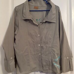 Tulip - Women’s Taupe Blouse W/ Fire Flies.  Super cute and unique!!   Size L